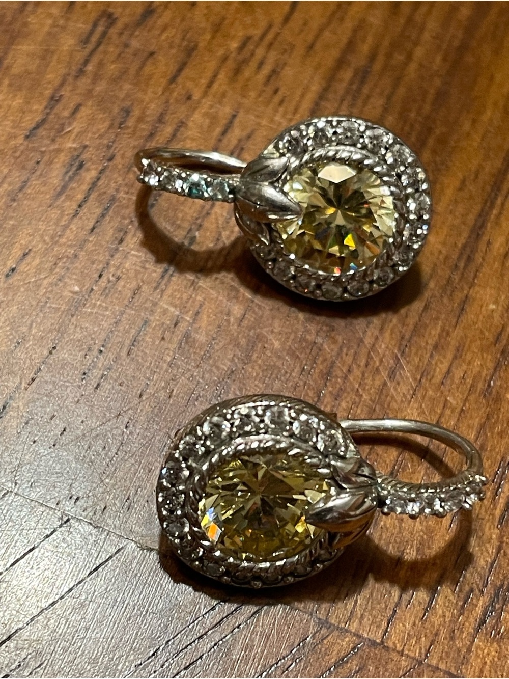 Judith Ripka Yellow Crystal Halo Drop Earrings